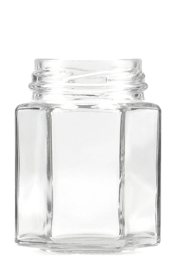 110ml Hexagonal Glass Jar With Black Lid