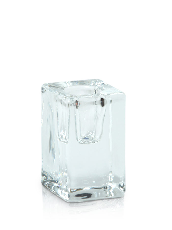 Glass Cube Tapered Candle Holder